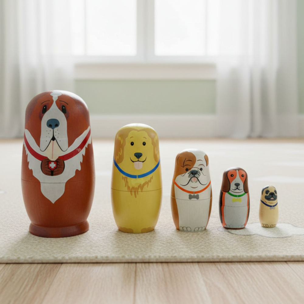 Kit Matrioshka Raças de Cães, de Madeira