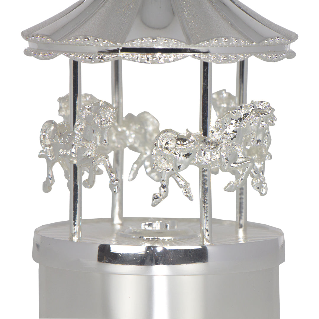 CAIXA DE MUSICA CARROSSEL PRATA EM SILVERPLATE