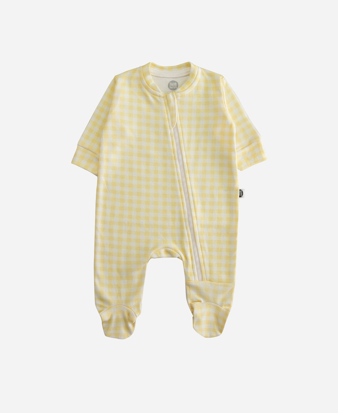 Macacão de Bebê Ziper com Pezinho | Vichy Amarelo