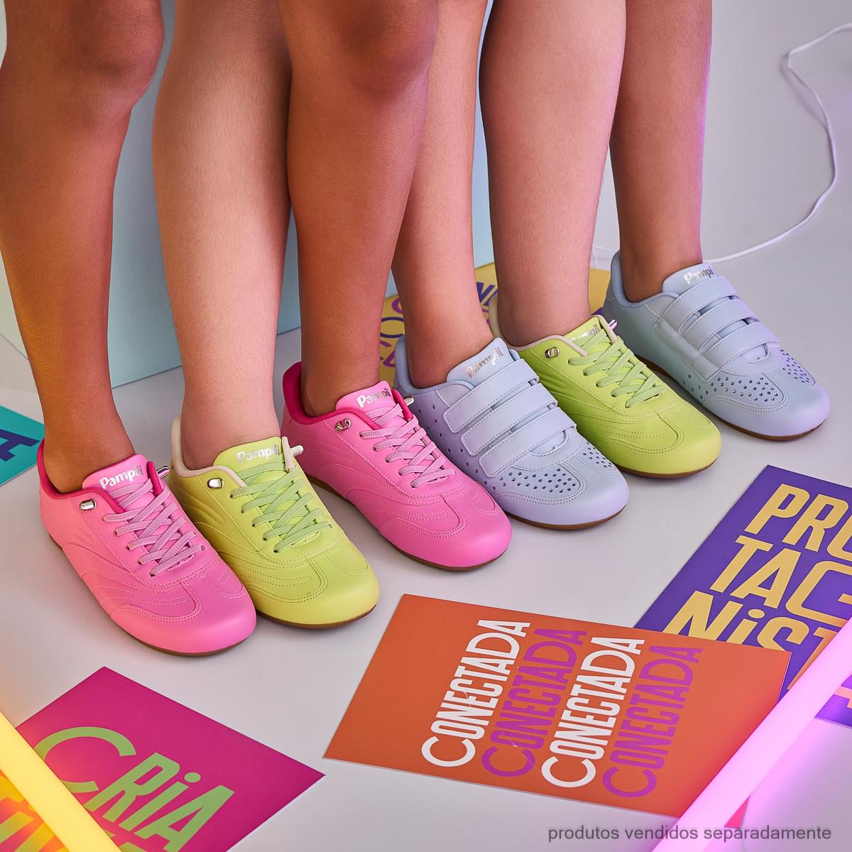 Tênis Flat Infantil Pampili Cadarço Elástico Rosa Sorvete