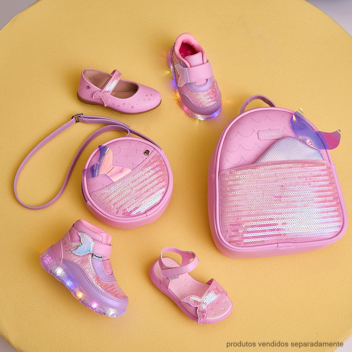 Sapatilha Infantil Pampili Bailarina com Cauda de Sereia Rosa