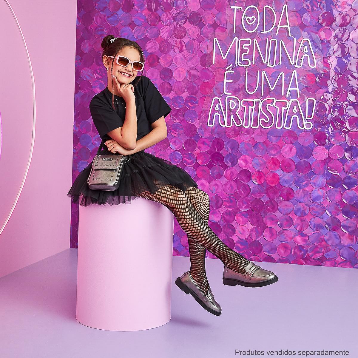 Sapato Infantil Pampili Tifany Mocassim Grafite - mocassim na menina combinando com a bolsinha