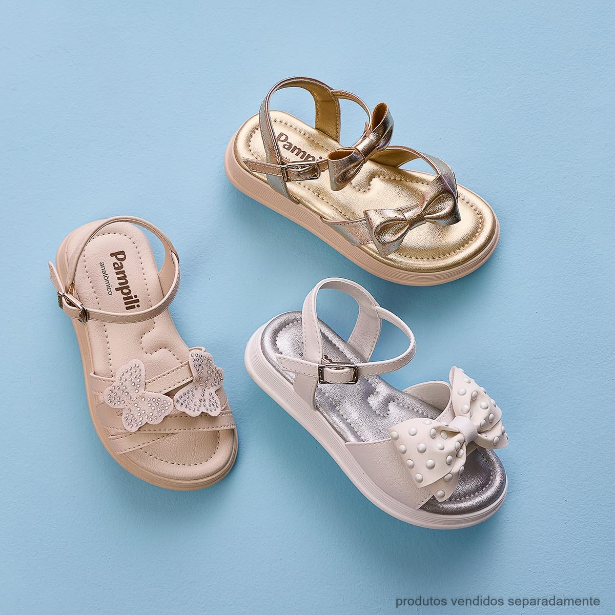 Sandália Infantil Feminina Sand Flower Laço Dourada