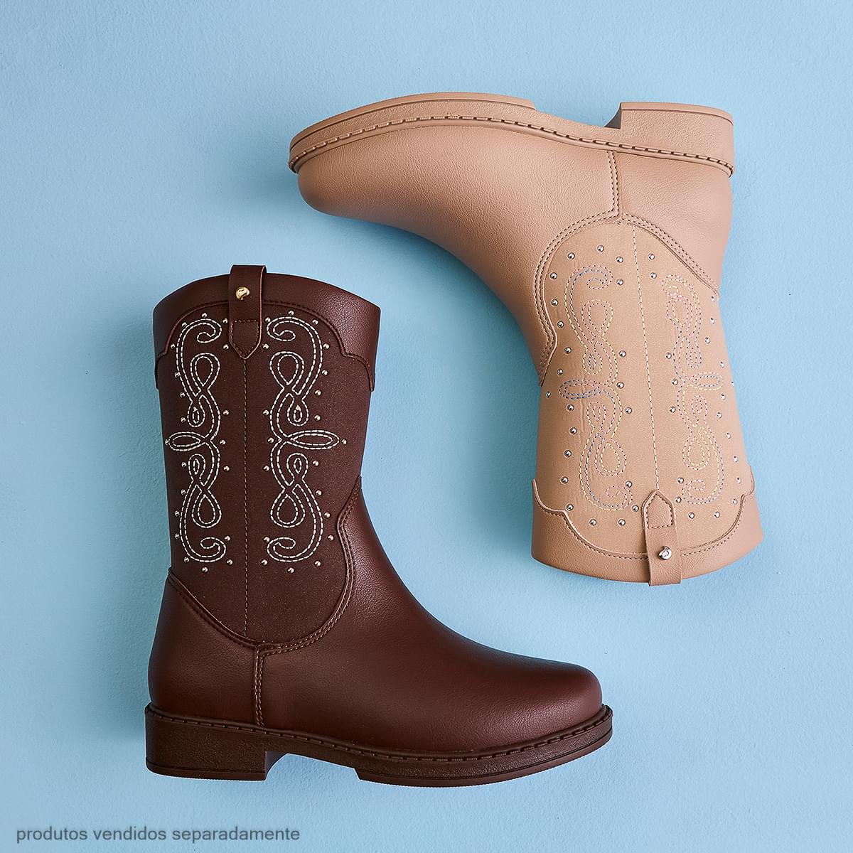 Bota Infantil Cano Médio Pampili Safira Western Marrom