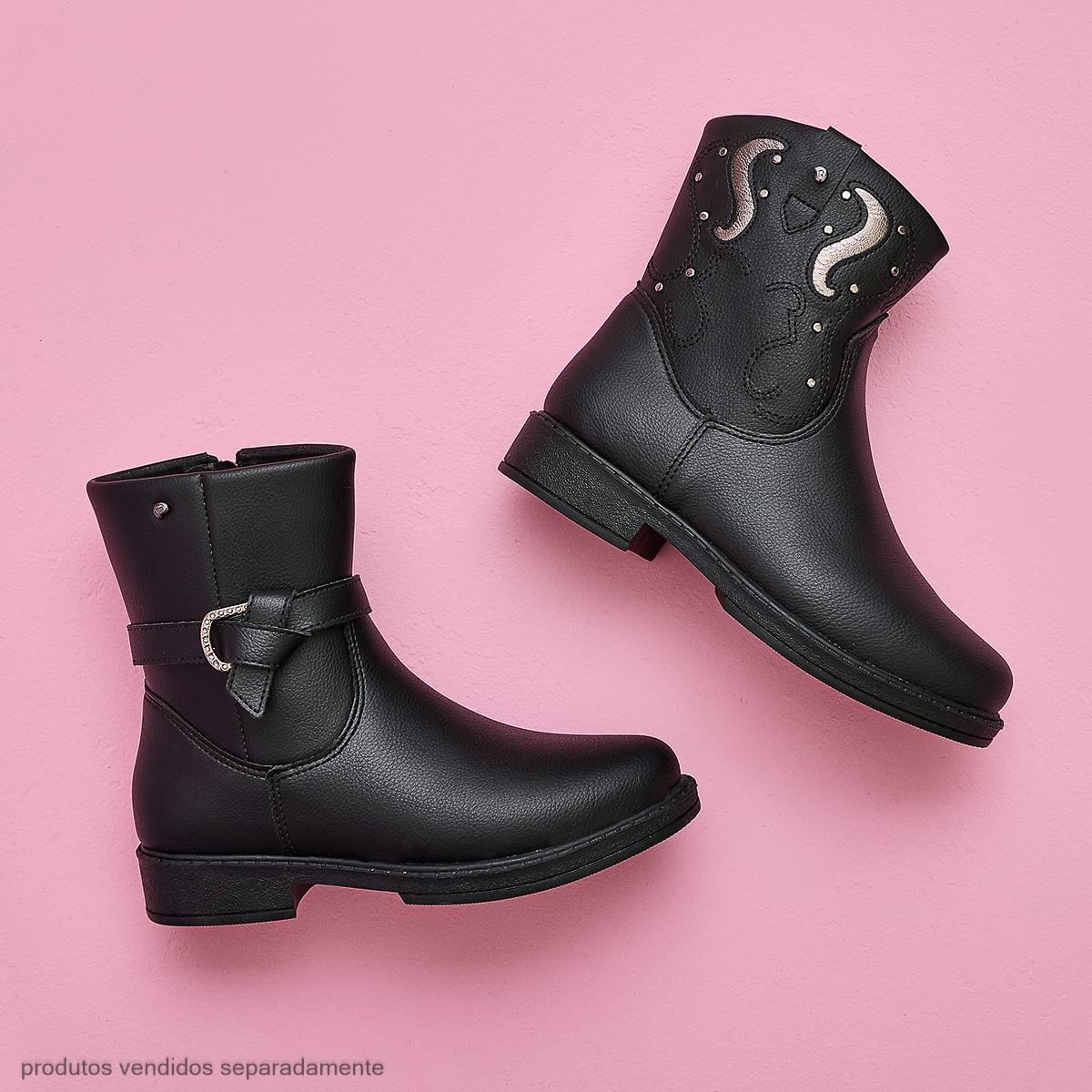 Bota Infantil Feminina Safira Montaria com Fivela Preta