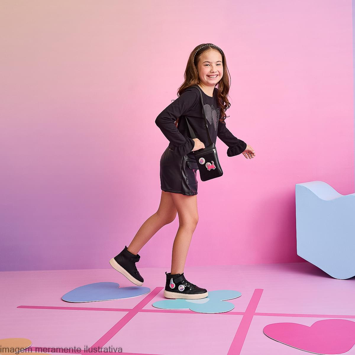 Tênis Infantil Feminino XP24 Patchs Preto