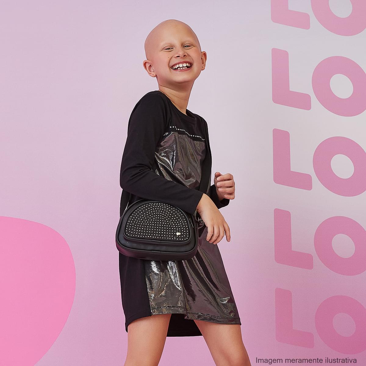 Vestido Infantil Manga Longa Pampili Foil Preto e Grafite