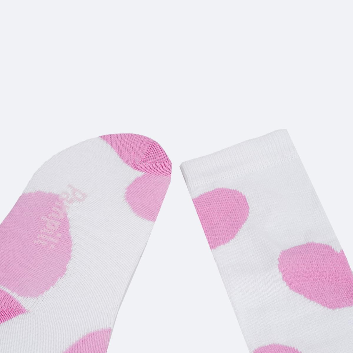 Meia 3/4 Pampili Corações Branca e Pink - punho da meia
