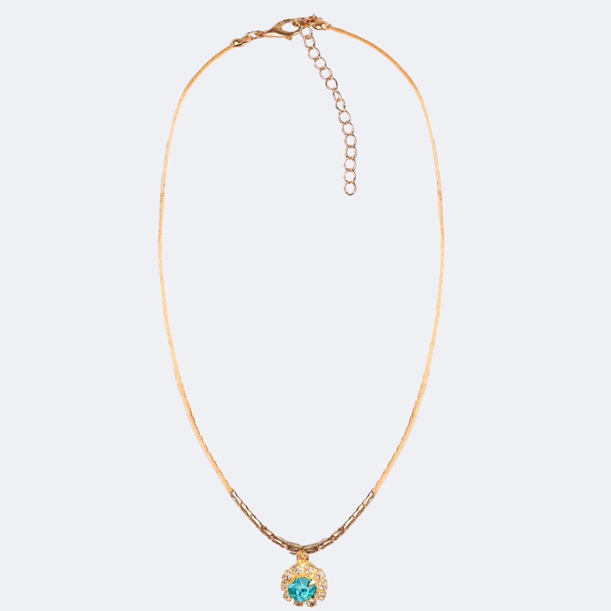 Colar Choker Infantil Pampili Flor Strass Tiffany - colar ponto de luz