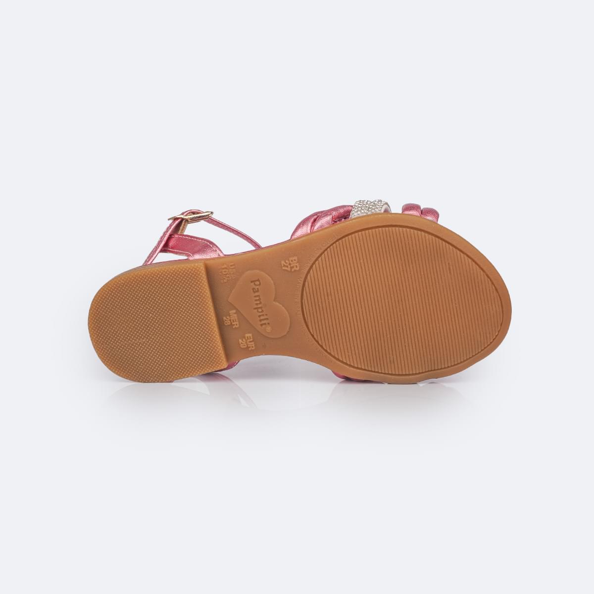 Sandália Infantil Pampili Cherrie Strass Comfy Rosa Claro - solado da sandália rosa antiderrapante
