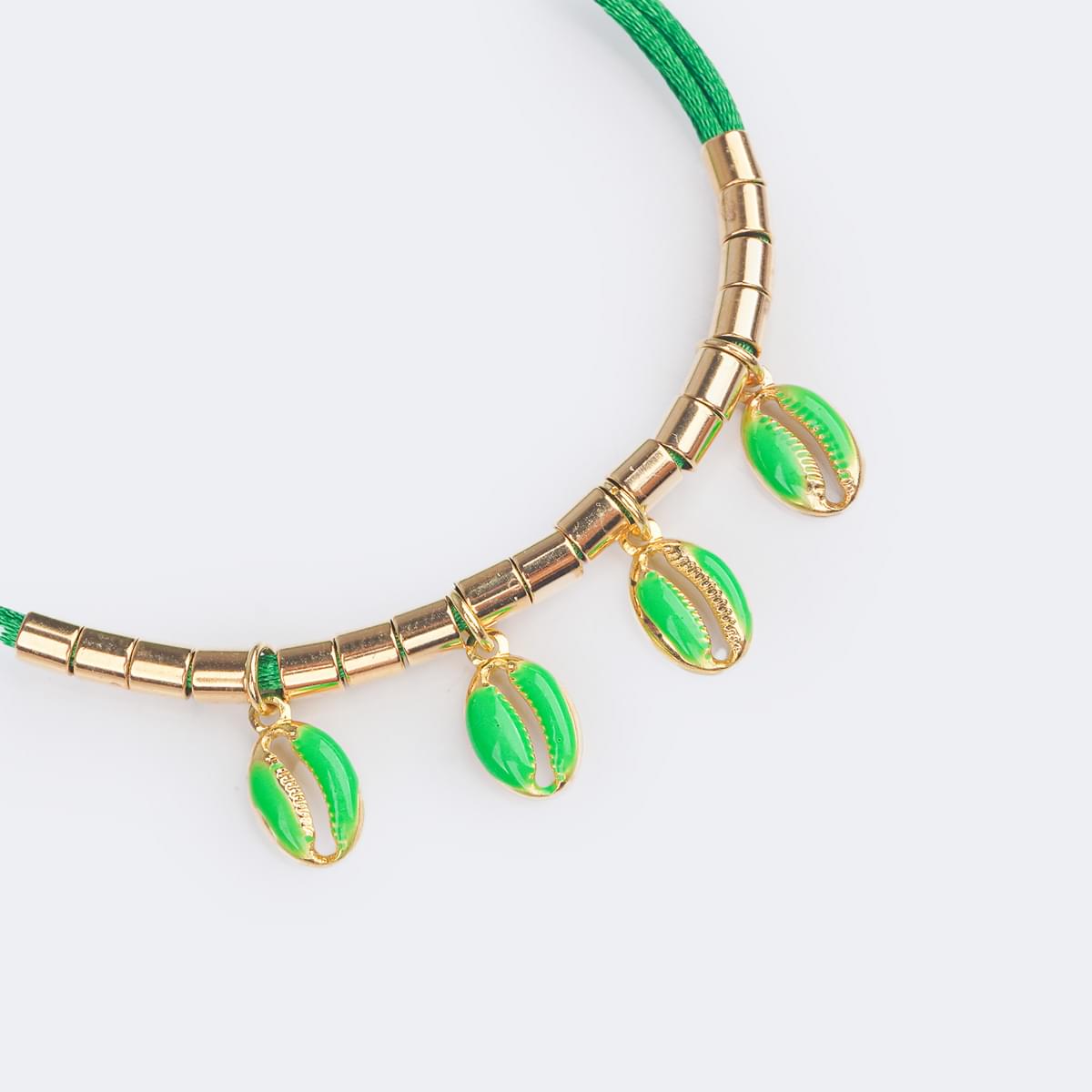 Pulseira Infantil Pampili Búzios Verde - pulseira de búzios