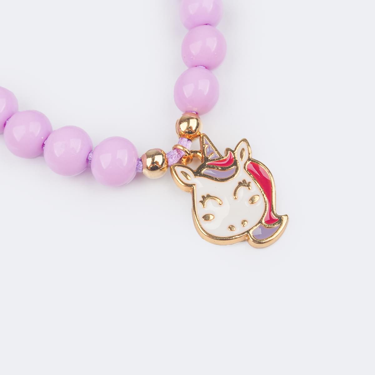 Pulseira Infantil Pampili Unicórnio Lilás - pingente de unicórnio