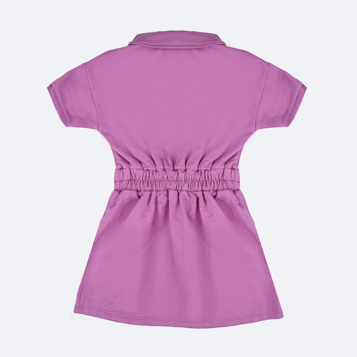 Vestido Infantil Bambollina Moletinho e Cordão Orquídea - vestido gola polo infantil