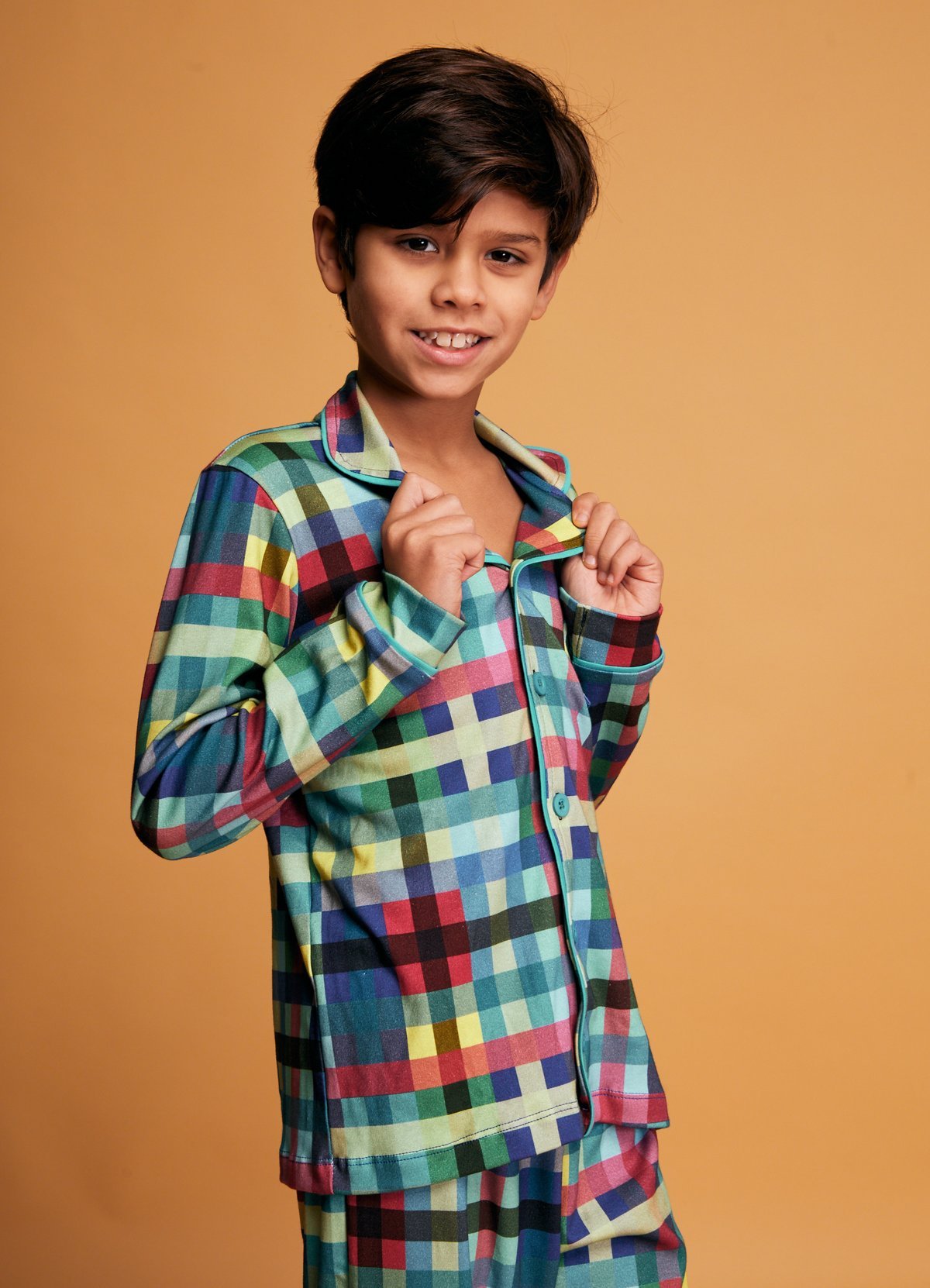 Pijama Americano Infantil Longo - Xadrez Aventura
