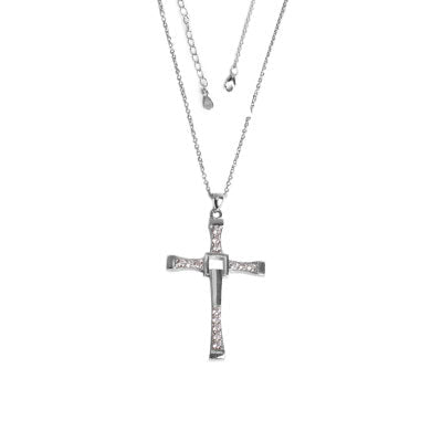 Gargantilha de Prata Cruz com Zircônia