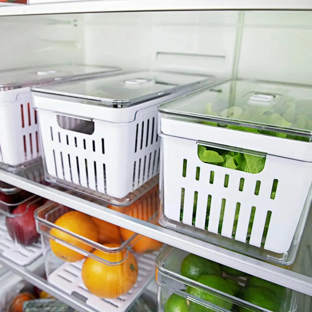 Kit de organizadores de geladeira Ou 3 peças 30x15x13 Linha Clear Fresh - Ou