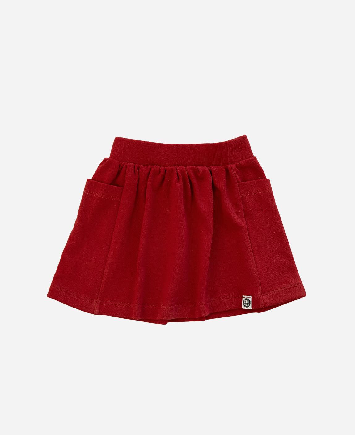Saia Bolso Infantil Liso Real Red - MiniMalista Baby - 0, b2b, Calor, Christmas, com-desconto-mm10, Kids, Menina, Natal, tab-tam-saia-bolso-2, Verão, Xmas -bebê-minimalista-estiloso