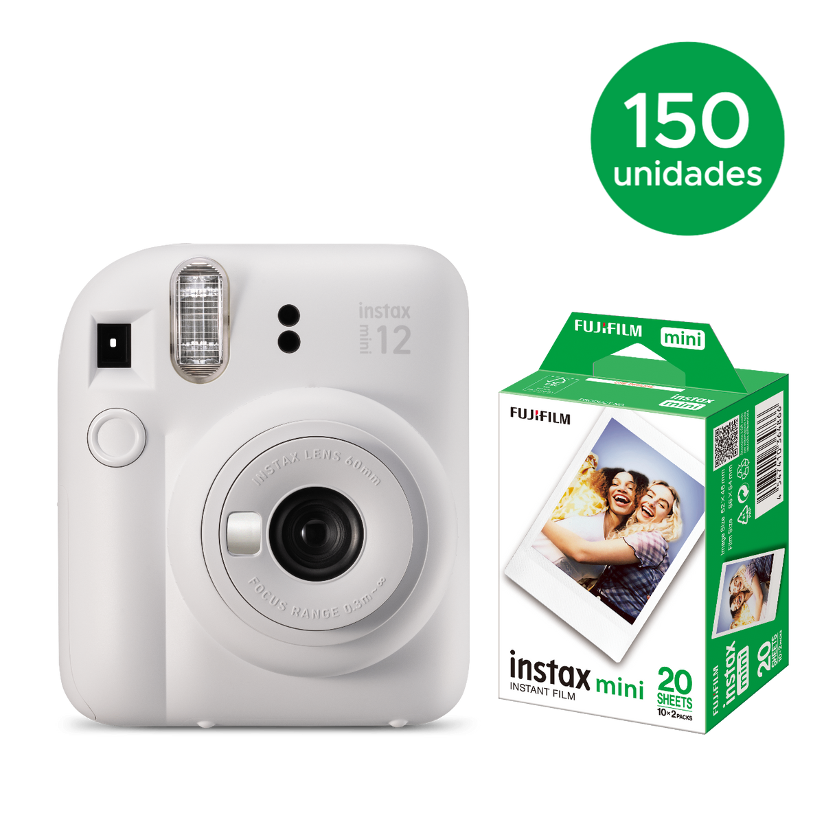 150 instax mini 12™ + 150 caixas com 20 Filmes