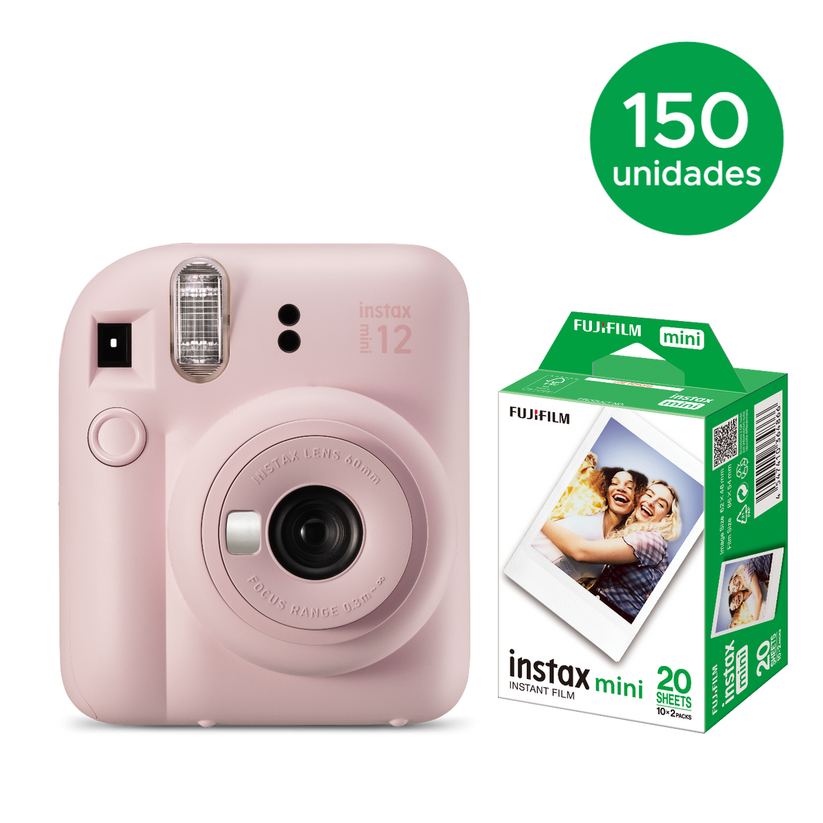 150 instax mini 12™ + 150 caixas com 20 Filmes
