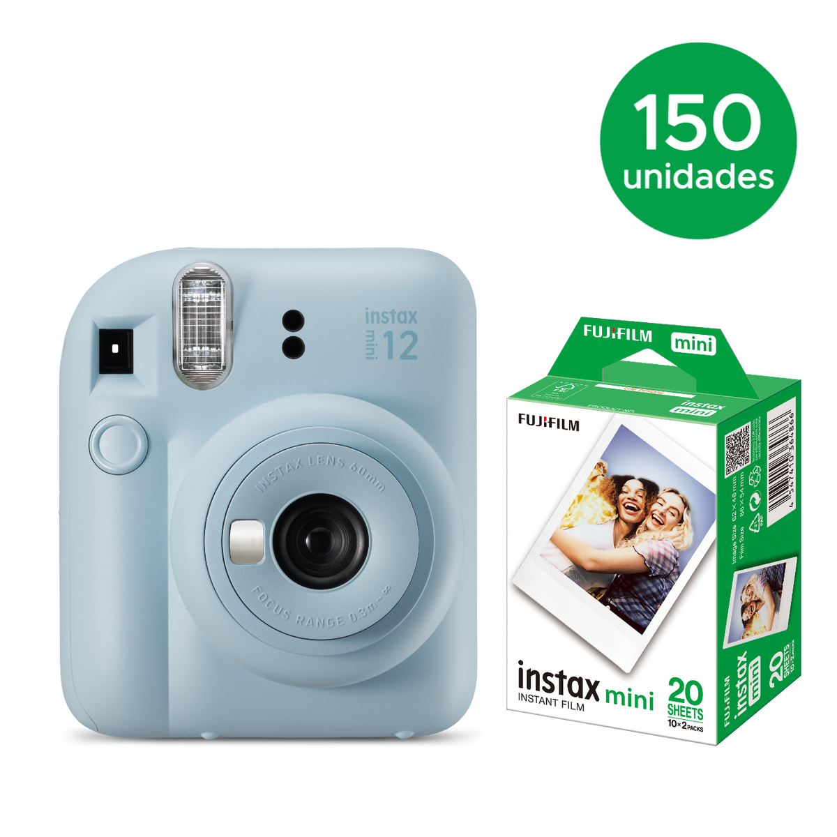 150 instax mini 12™ + 150 caixas com 20 Filmes