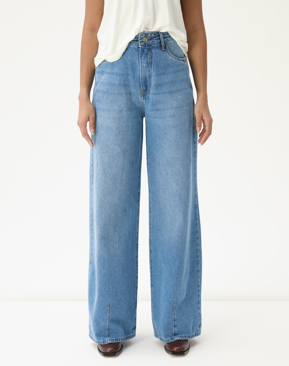 CALÇA JEANS WIDE CINTURA ALTA - AZUL CLARO