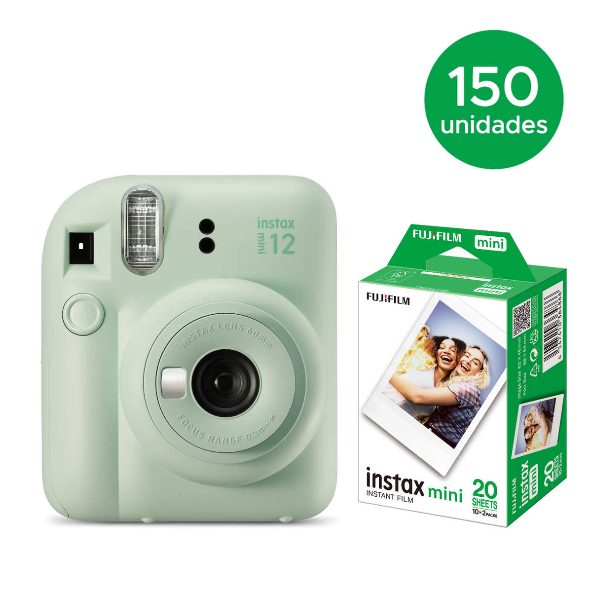 150 instax mini 12™ + 150 caixas com 20 Filmes