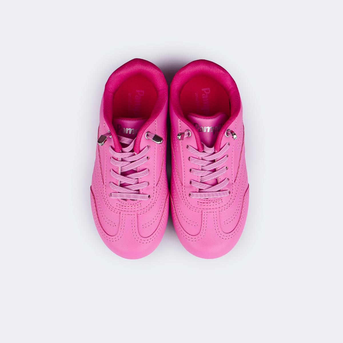 Tênis Flat Infantil Pampili Cadarço Elástico Rosa Sorvete