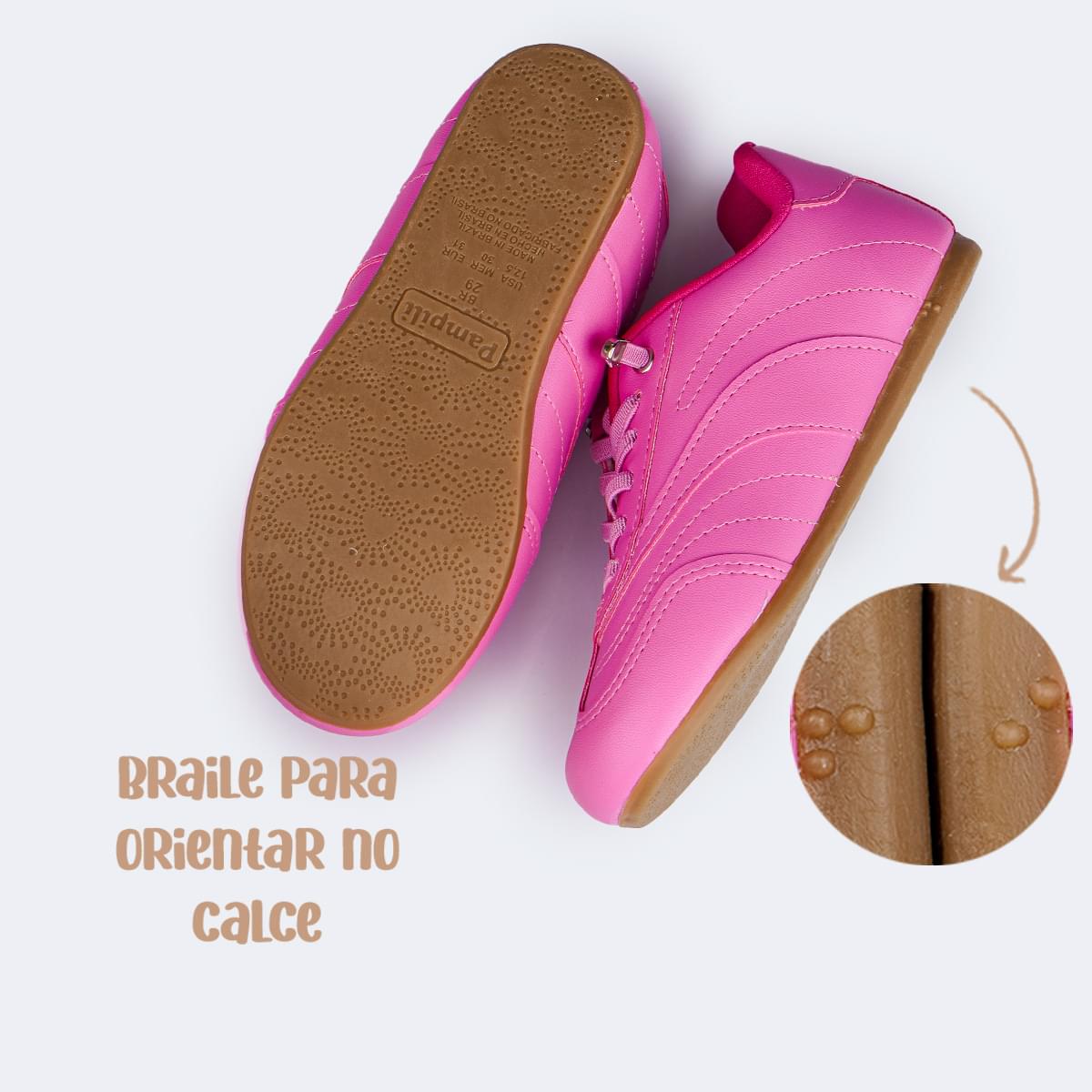 Tênis Flat Infantil Pampili Cadarço Elástico Rosa Sorvete