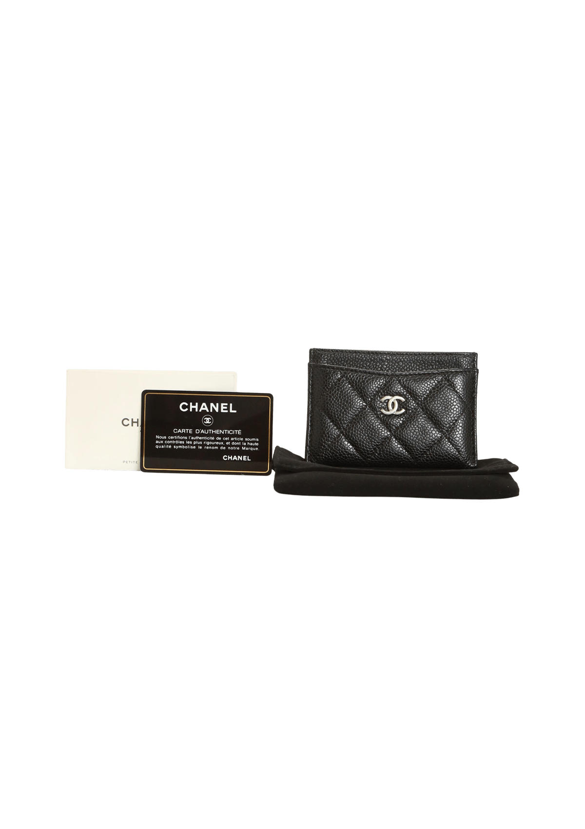 INTERLOCKING CC LOGO CARD HOLDER CAVIAR