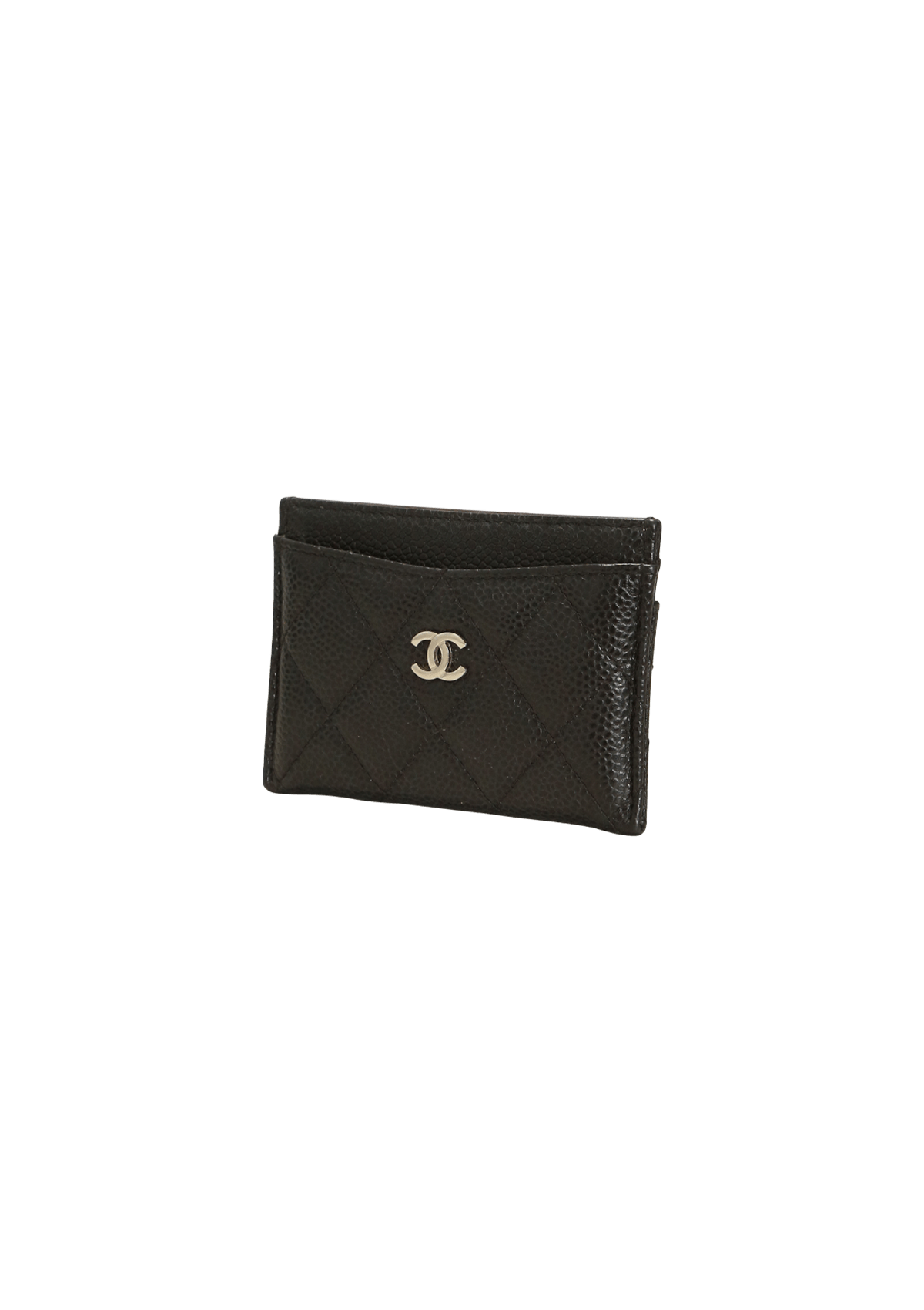 INTERLOCKING CC LOGO CARD HOLDER CAVIAR