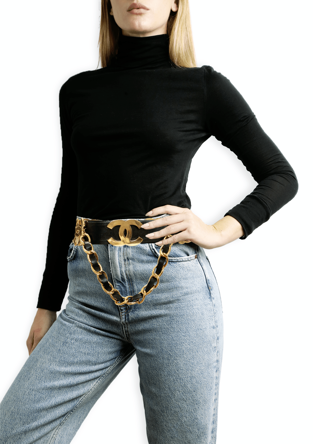 VINTAGE CC LEATHER BELT 85