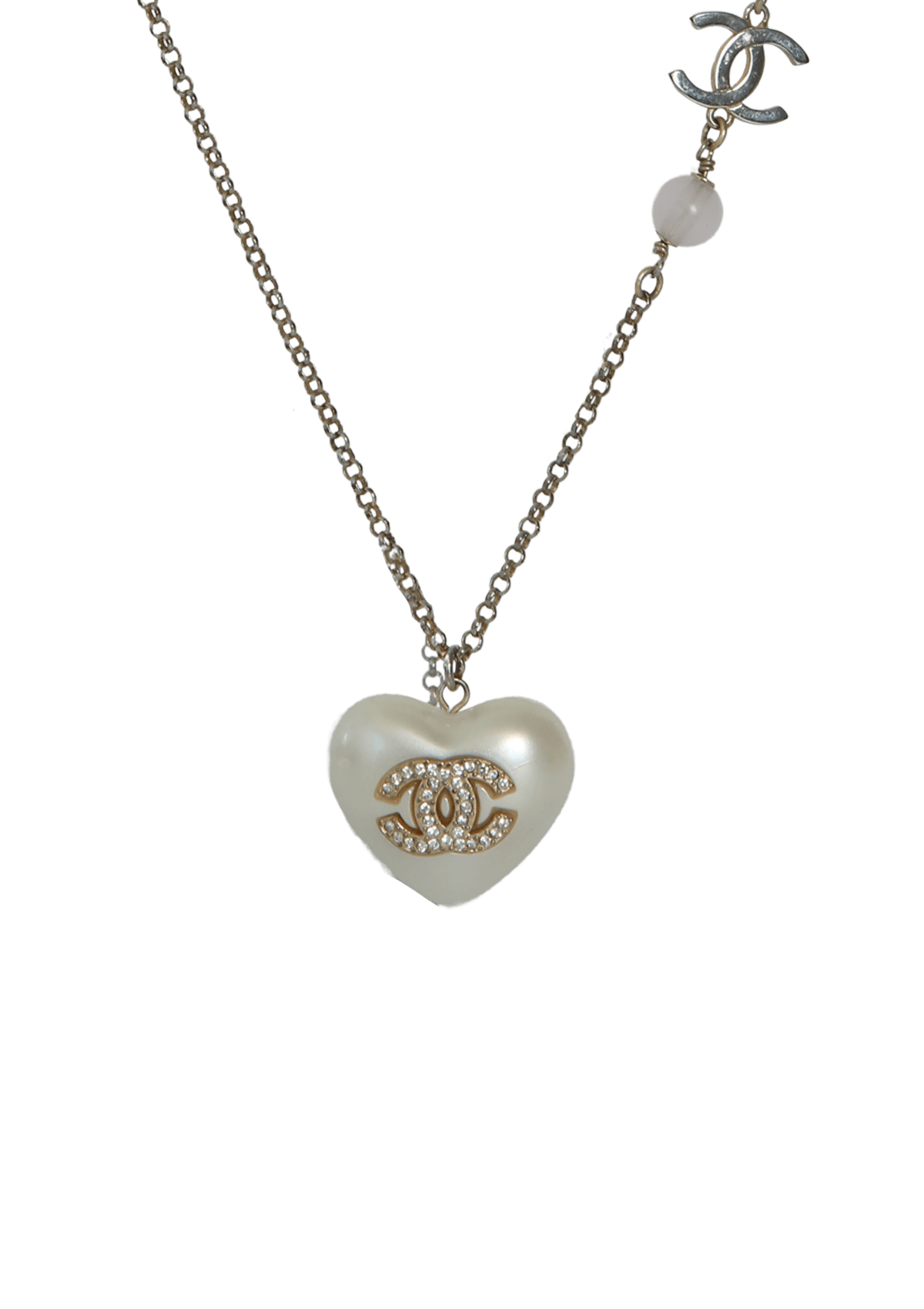 HEART PENDANT CC LOGO NECKLACE