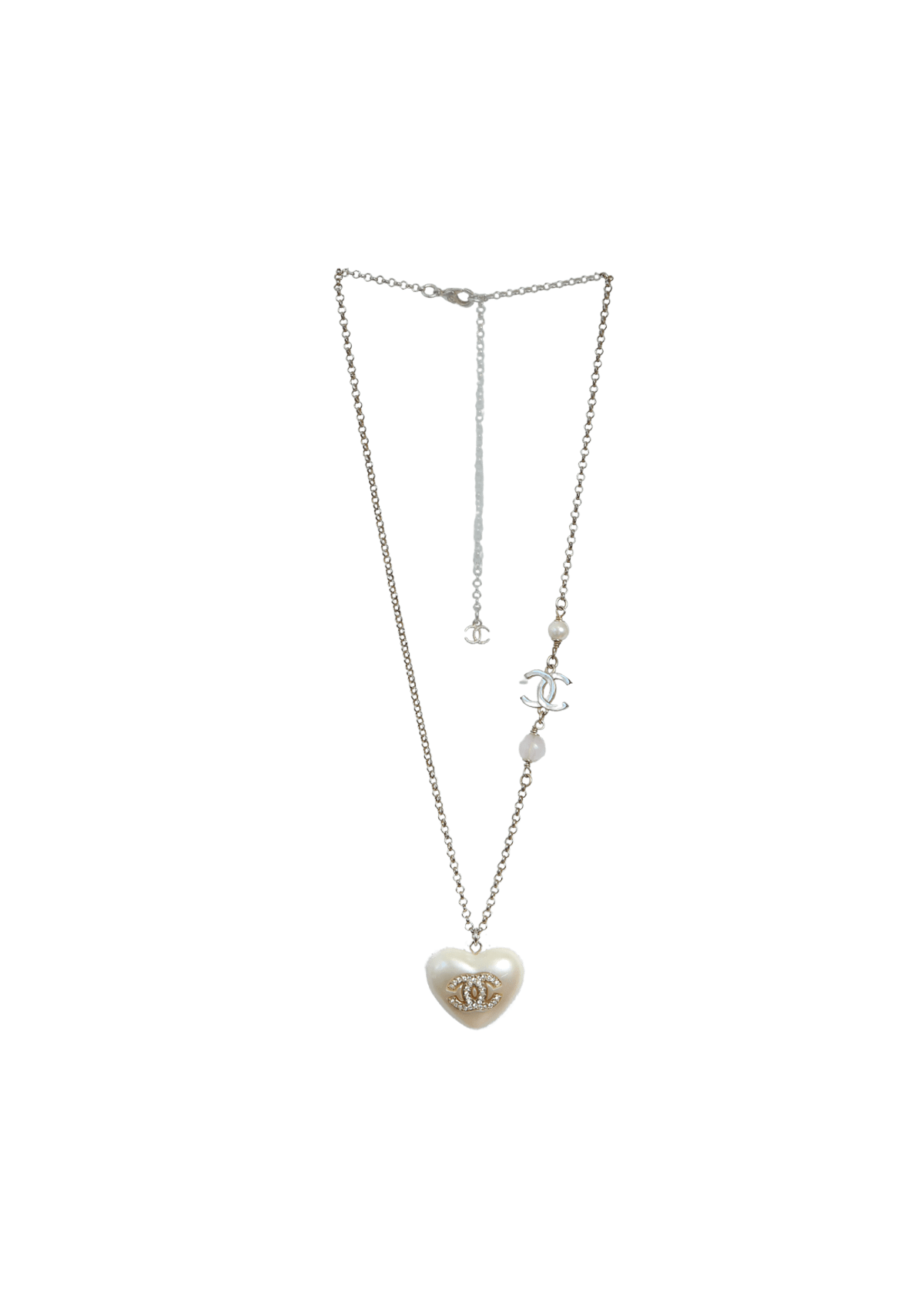 HEART PENDANT CC LOGO NECKLACE