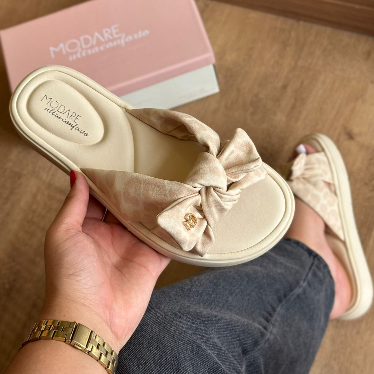 Sandália Modare Detalhe De Laço Oncinha 7208.101 - OFERTA