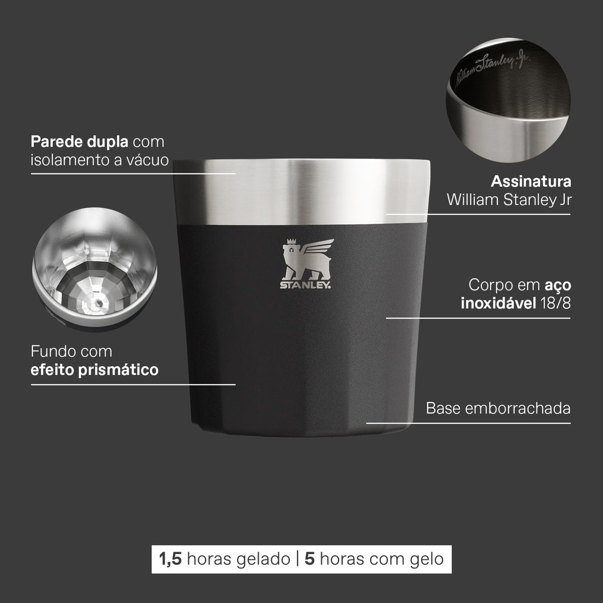 Copo Prismático Baixo Foundry Black | 201ML