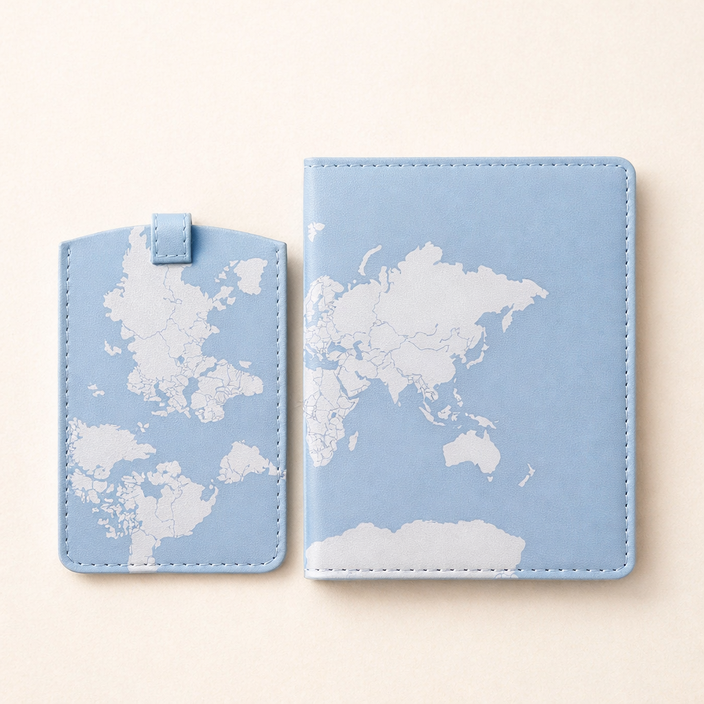 CAPA PARA PASSAPORTE + TAG DE MALA - MUNDO AZUL