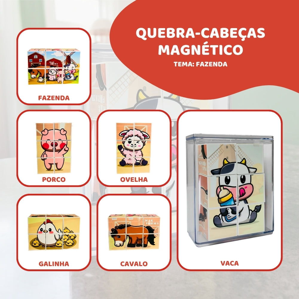 MagForma Mega Cubos Puzzle Fazenda 6 peças