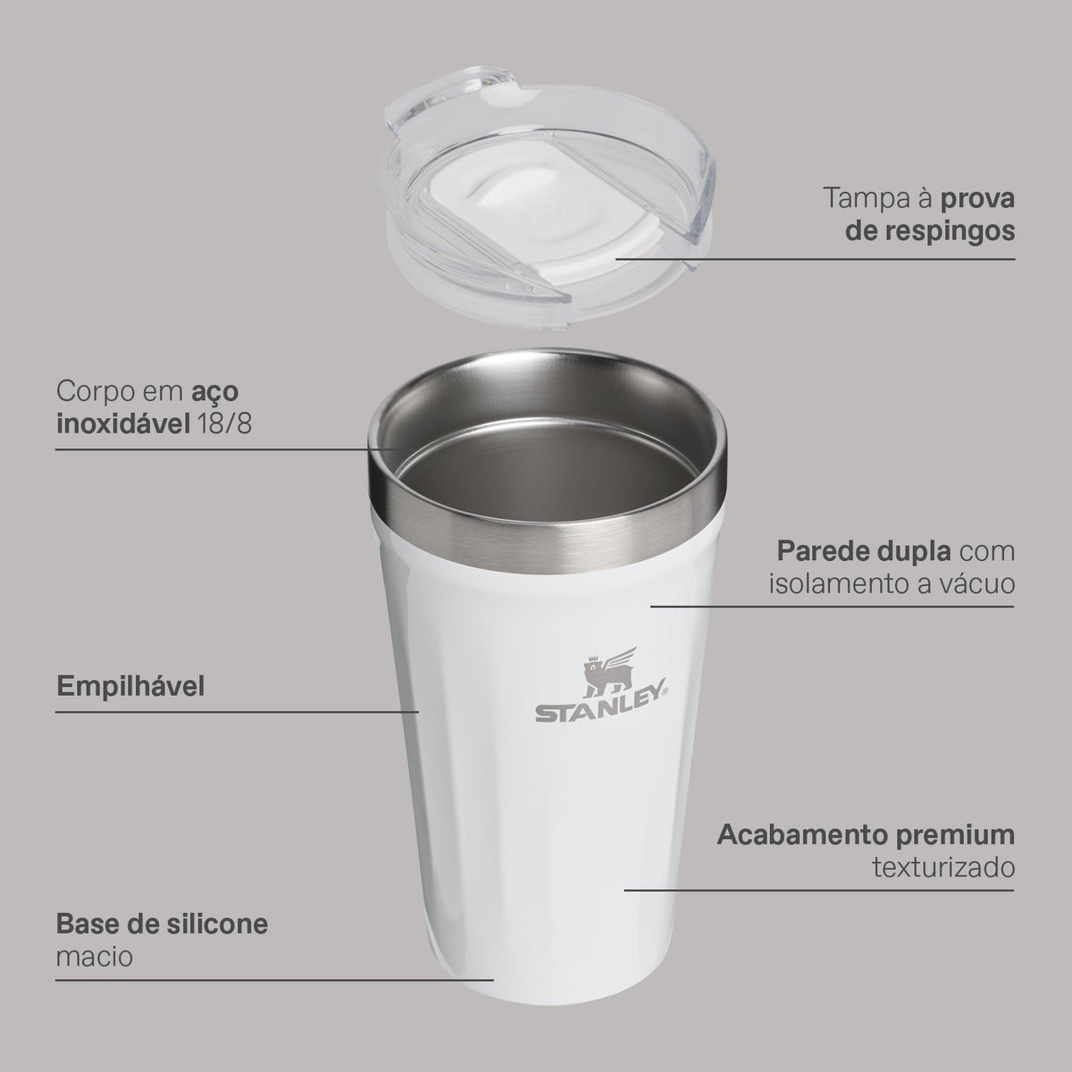 Copo Texturizado Com Tampa Ash | 473ml