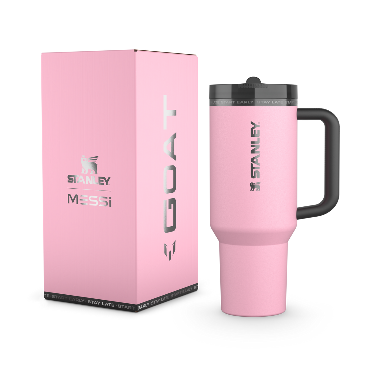 Caixa da Quencher Protour Pink Messi Stanley rosa + a Quencher Protour Pink Messi
