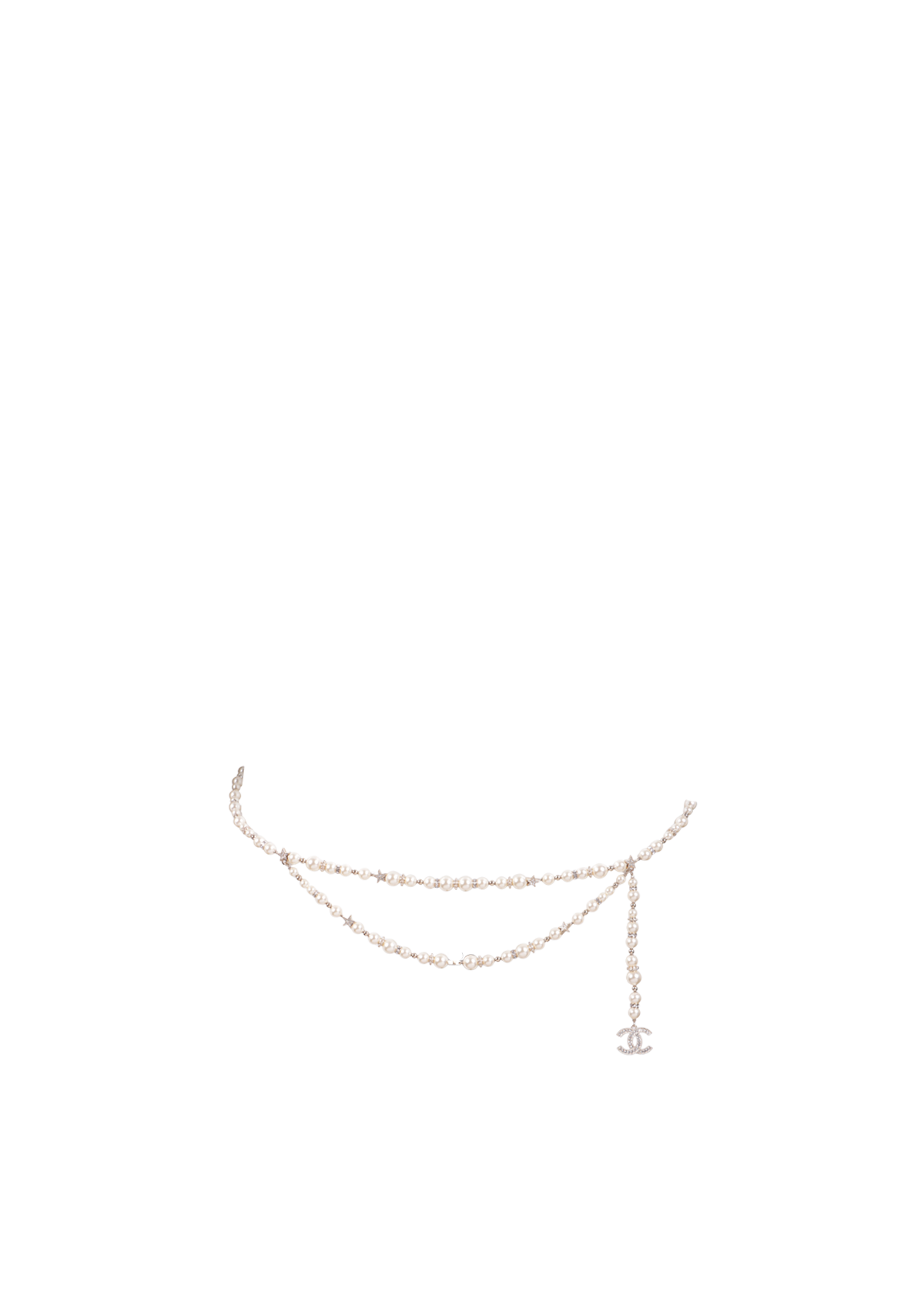 INTERLOCKING CC LOGO PEARL WAIST BELT