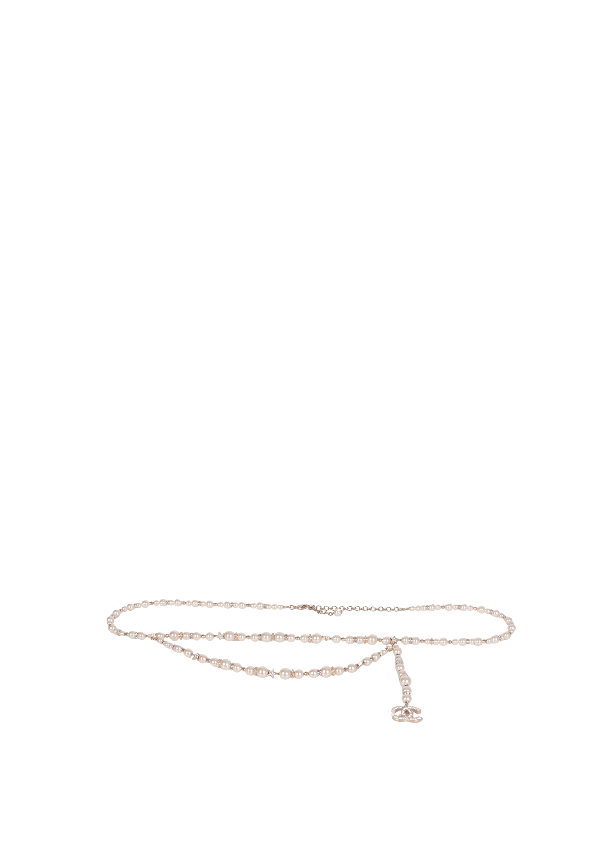 INTERLOCKING CC LOGO PEARL WAIST BELT