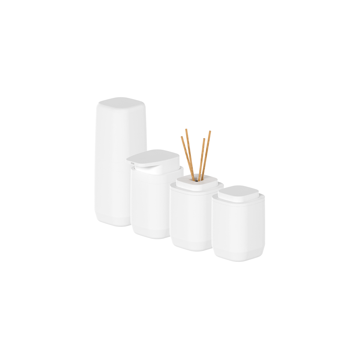 Kit de acessórios de bancada com porta sabonete líquido Ou 4 peças Linha Aura - Ou