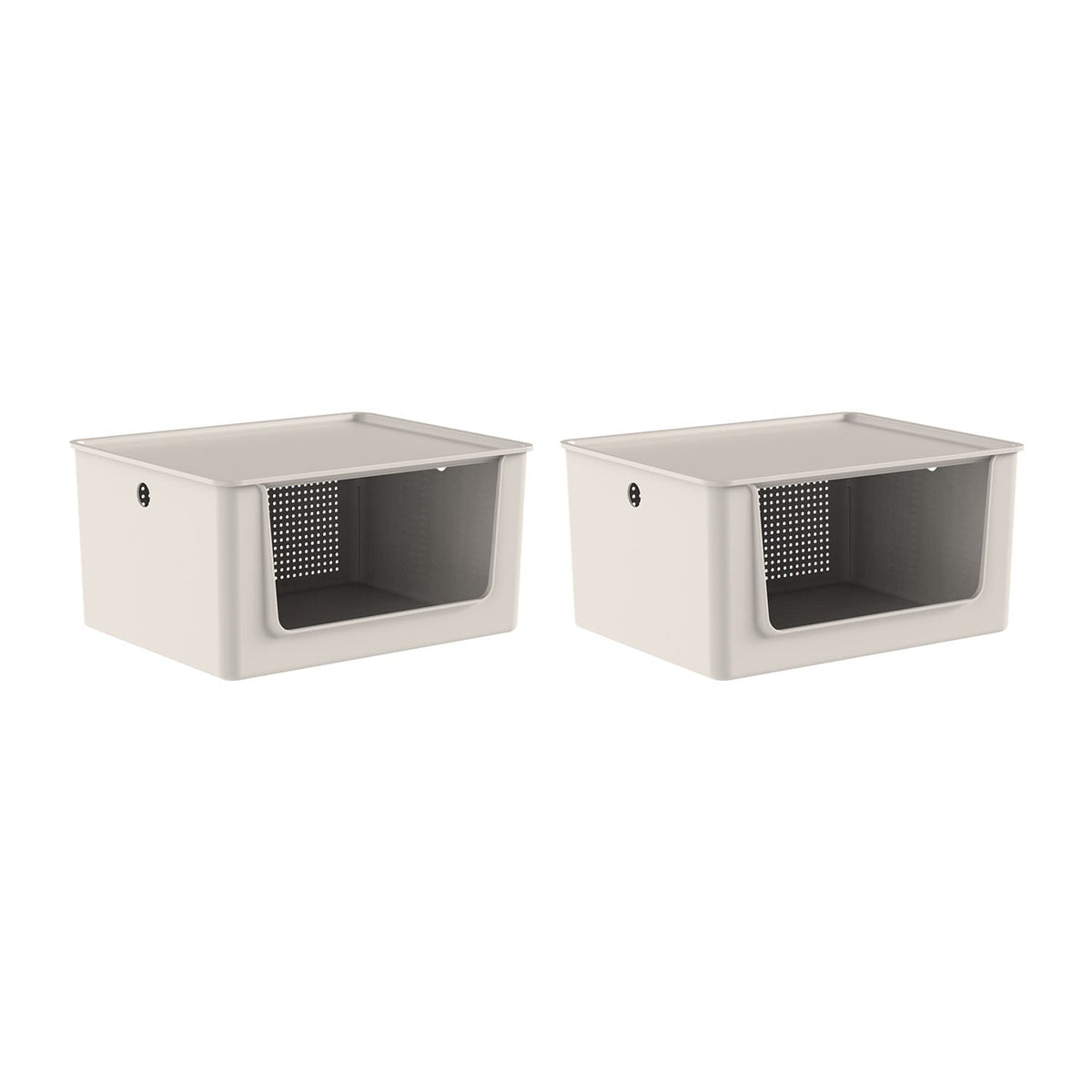 Kit de Cestos de Abertura Frontal com Tampa Ou 2 Peças 16L Linha Flow - Ou