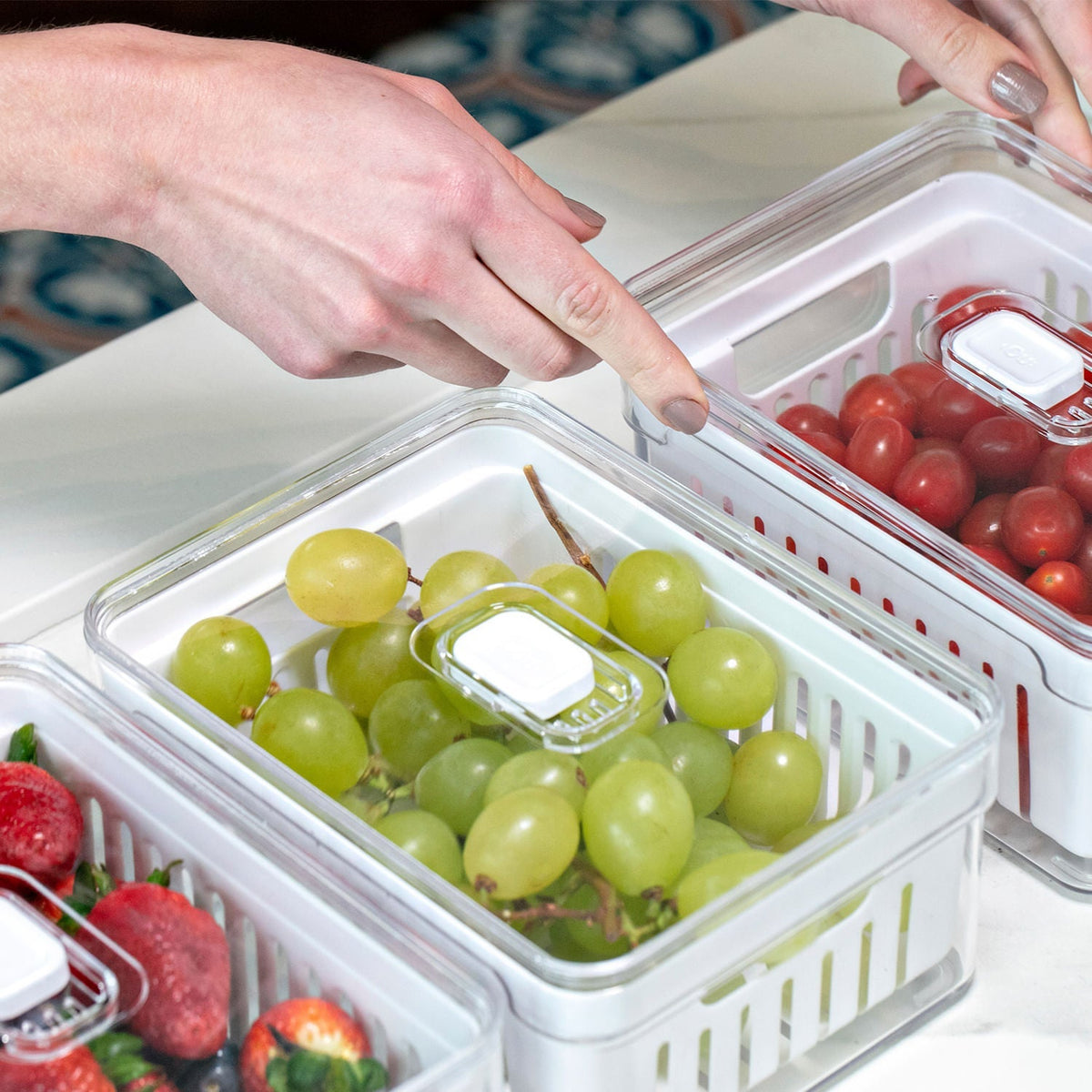 Kit de Organizadores de Geladeira Ou 3 Peças 2,2L Linha Clear Fresh - Ou
