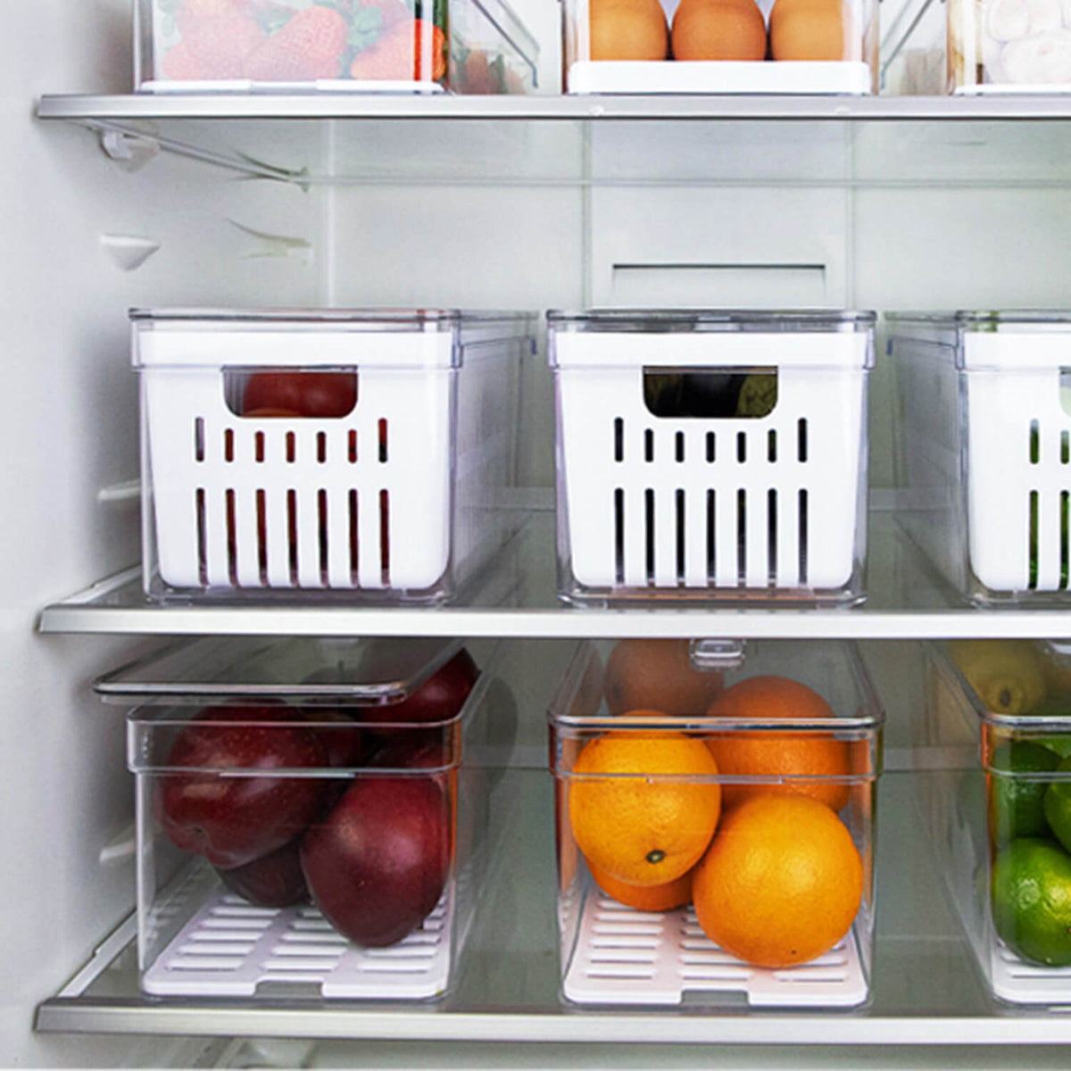 Kit de organizadores de geladeira Ou 3 peças 30x15x13 Linha Clear Fresh - Ou