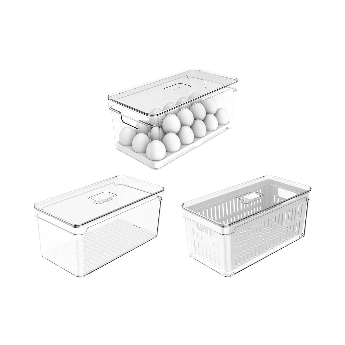 Kit de organizadores de geladeira Ou 3 peças 30x15x13 Linha Clear Fresh - Ou