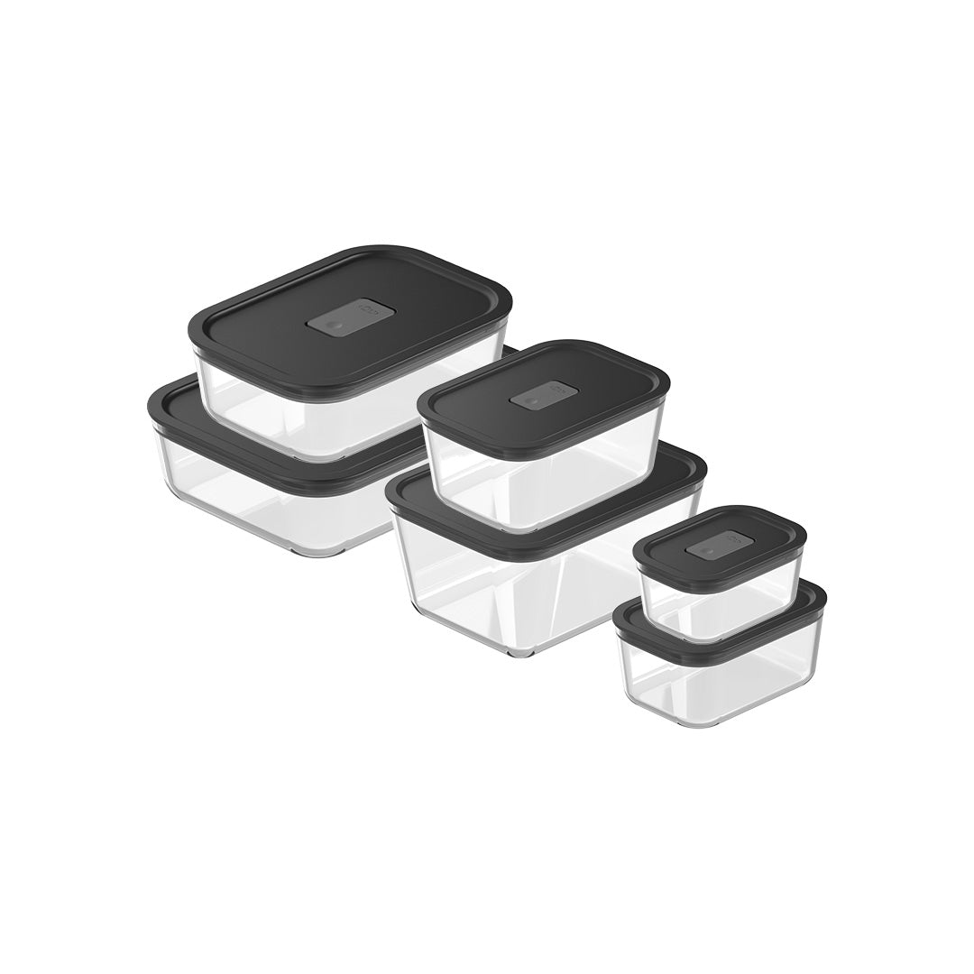 Kit de Potes de Vidro Herméticos Ou 6 Peças Linha Fresh Lock - Ou