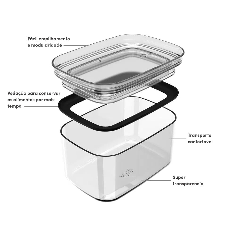 Kit de potes herméticos Ou 4 peças 1,5L Linha Block - Ou