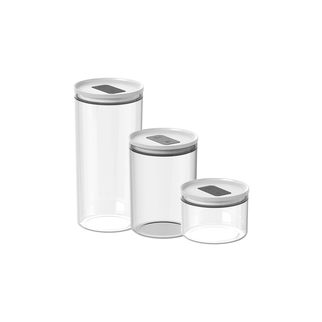 Kit de Potes Herméticos Ou Redondos 3 Peças Linha Duo Lock - Ou
