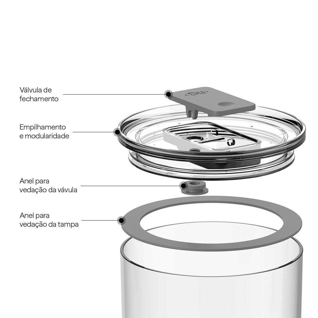 Kit de Potes Herméticos Ou Redondos 3 Peças Linha Duo Lock - Ou